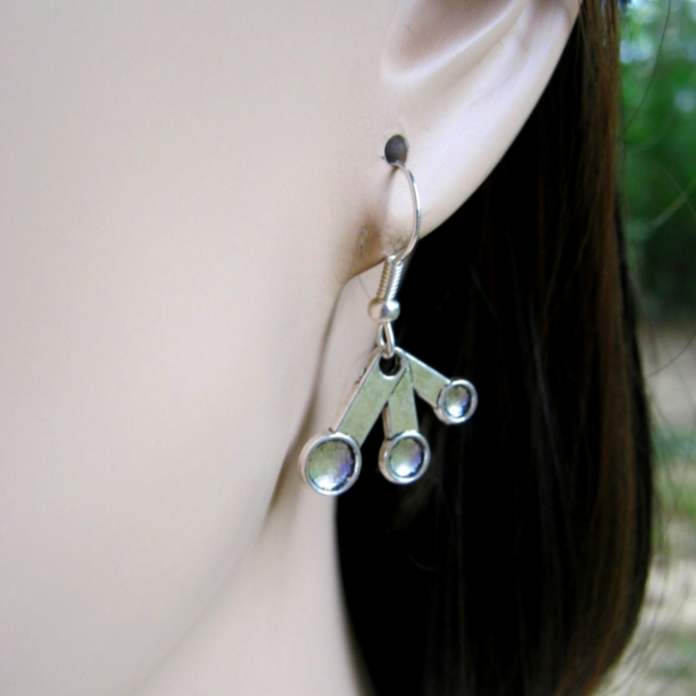 New sterling silver measuring spoon earrings chef earrings